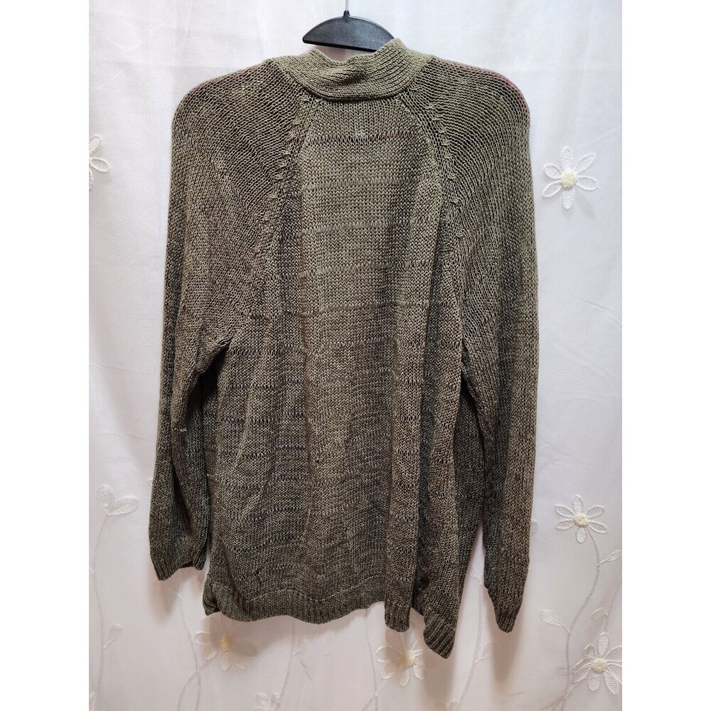 CHICOS WOMENS 3 L DARK GREEN OPEN CARDIGAN KNIT SWEATER SOLID TEACHER ACADEMIA - Picture 7 of 10